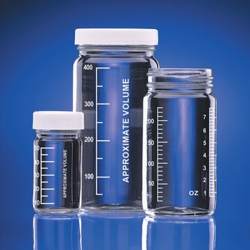 Graduated Valumetric&#8482; bottles black phenolic cap (with rubber liner), capacity 125&#160;mL (4&#160;oz)