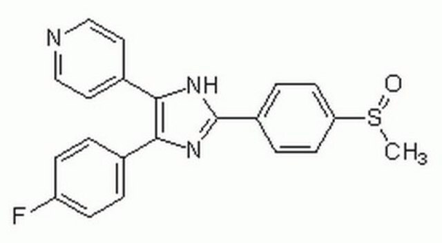 SB 203580 SB 203580, CAS 152121-47-6, is a highly specific, potent, cell-permeable, selective, reversible, and ATP-competitive inhibitor of p38 MAP kinase (IC&#8325;&#8320; = 34 nM in vitro, 600 nM in cells).