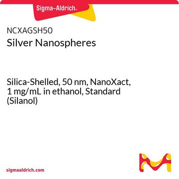 Silver Nanospheres Silica-Shelled, 50&#160;nm, NanoXact, 1&#160;mg/mL in ethanol, Standard (Silanol)