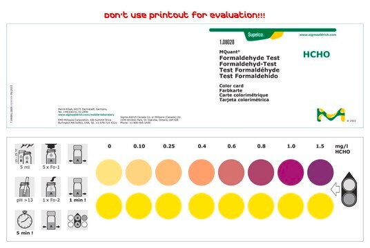 Test formaldehydu colorimetric, 0.1-1.5&#160;mg/L (HCHO), for use with MCOLORTEST&#174;