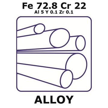 Fecralloy&#174; - iron/chromium rod, Fe 72.8%/Cr 22%/Al 5%/Y 0.1%/Zr 0.1%, 75&#160;mm diameter, length 50 mm, condition hot rolled (black)