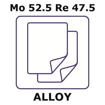 Molybdenum-rhenium alloy, Mo52.5Re47.5 foil, 50 x 50mm, 0.050mm thickness, annealed, light tight (lt)