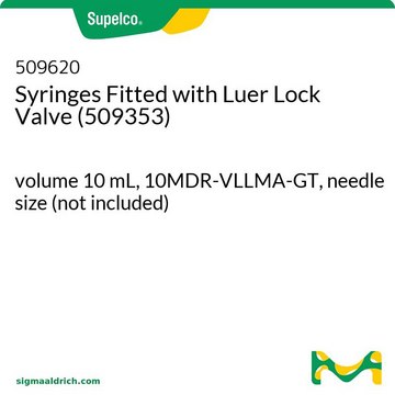 Syringes Fitted with Luer Lock Valve volume 10&#160;mL, 10MDR-VLLMA-GT, needle size (not included)