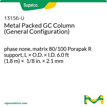 Metal Packed GC Column (General Configuration) phase none, matrix 80/100 Porapak R support, L × O.D. × I.D. 6.0&#160;ft (1.8&#160;m) × 1/8&#160;in. × 2.1&#160;mm