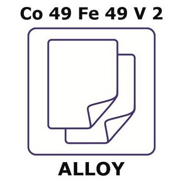 Permendur 49 alloy, Co49Fe49V2 sheet, 150 x 150mm, 0.50mm thickness, as rolled