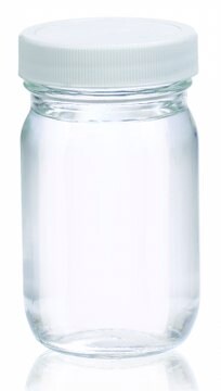 Wheaton Weithalsflasche capacity 8&#160;oz (250&#160;mL), clear, vinyl flat liner, white polypropylene cap