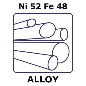 Nickel/Iron rod, Ni52%/Fe48%, 2&#160;mm diameter, length 500 mm, temper annealed