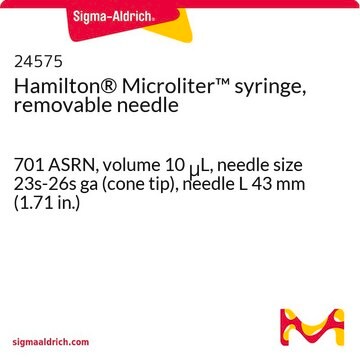 Hamilton&#174; Microliter&#8482; 可拆卸针头注射器 701 ASRN, volume 10&#160;&#956;L, needle size 23s-26s ga (cone tip), needle L 43&#160;mm (1.71&#160;in.)