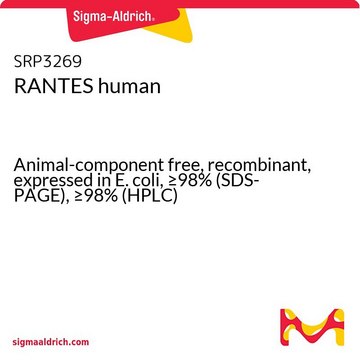 RANTES human Animal-component free, recombinant, expressed in E. coli, &#8805;98% (SDS-PAGE), &#8805;98% (HPLC)