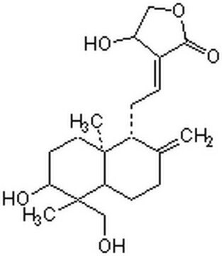 Andrographolide A bicyclic diterpenoid lactone that displays anti-viral, anti-inflammatory, anti-apoptotic, and anti-hyperglycemic properties.