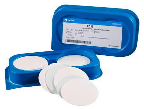 Whatman&#174; regenerated cellulose membrane filters RC55 Membrane Circles, diam. 110&#160;mm, pore size 0.45&#160;&#956;m