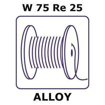 Tungsten-rhenium alloy, W75Re25 1m wire, 0.5mm diameter, annealed