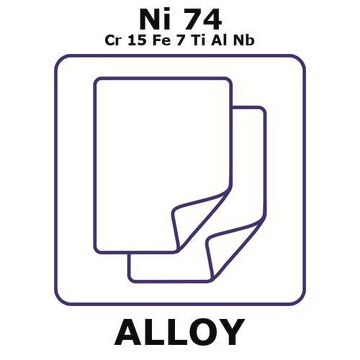 Inconel&#174; X750 - heat resisting alloy, Ni74Cr15Fe7TiAlNb foil, 50 x 50mm, 0.25mm thickness, annealed