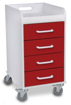 Compact 4 Drawer Locking Cart red (drawers)