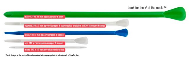 Levgo&#174; smartSpatula&#174; 使い捨て PP 実験用スパチュラ、V ネックが目印です&#8482; L 210&#160;mm, white, standard, sterile (EtO), endotoxin free (non-pyrogenic)