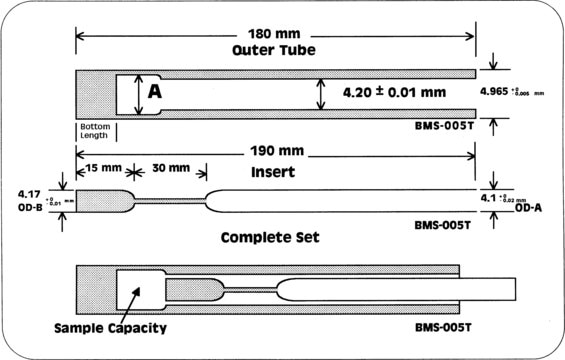 Shigemi Advanced NMR microtube assembly matched with CD3OD, Shigemi MMS-005TB, bottom L 8&#160;mm