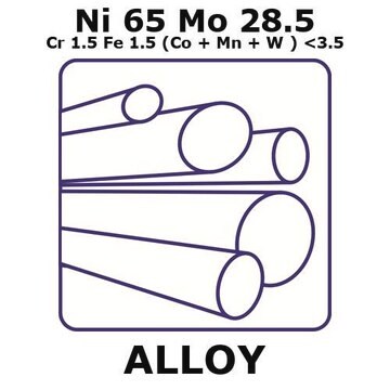 Hastelloy&#174; B-3 alloy, Ni65Mo28.5Cr1.5Fe1.5(Co+Mn+W)3.5max 100mm rod, 5.5mm diameter, annealed