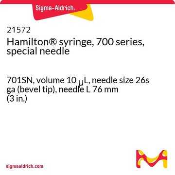 Hamilton&#174; Spritze, Serie 700, Spezialnadel 701SN, volume 10&#160;&#956;L, needle size 26s ga (bevel tip), needle L 76&#160;mm (3&#160;in.)