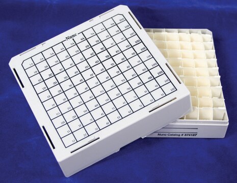 Nunc&#174; MAX-100 Cryostore 保存ボックス MAX-100 w/ 10 x 10 divider, for cryovial size 1.0-1.8mL, 24/cs