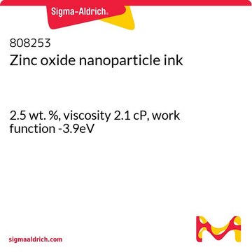 Zinc oxide nanoparticle ink 2.5 wt. %, viscosity 2.1 cP, work function -3.9eV