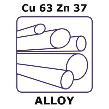 Brass alloy, Cu63Zn37 500mm rod, 2.0mm diameter, as drawn