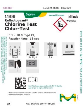 Test chloru reflectometric, 0.5-10.0&#160;mg/L (Cl2), for use with REFLECTOQUANT&#174;