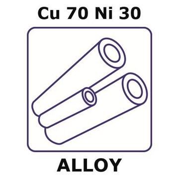 Copper-nickel alloy, Cu70Ni30 100mm tube, 0.4mm outside diameter, 0.15mm wall thickness, 0.1mm inside diameter, hard