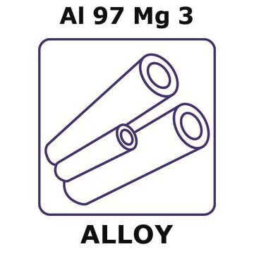 アルミニウム-マグネシウム合金、Al97Mg3 500mm tube, 0.75mm outside diameter, 0.1mm wall thickness, 0.55mm inside diameter, as drawn