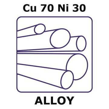 Copper-nickel alloy, Cu70Ni30 200mm rod, 12.7mm diameter, as drawn