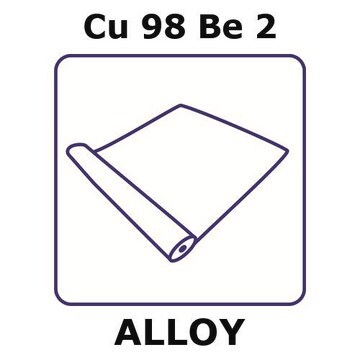 Copper-beryllium alloy, Cu98Be2 foil, 2m coil, 0.075mm thickness, half hard