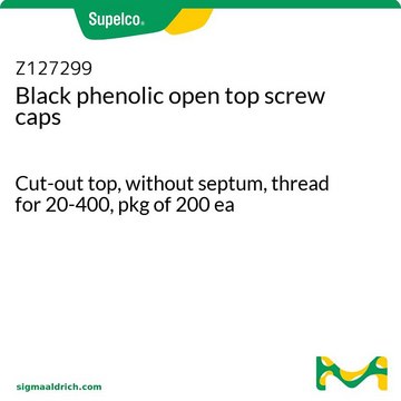 Black phenolic open top screw caps Cut-out top, without septum, thread for 20-400, pkg of 200&#160;ea