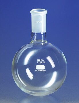 Pyrex&#174; round-bottom heavy wall boiling flask, short neck with joint capacity 5,000&#160;mL, joint: ST/NS 45/50