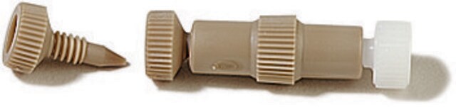 Upchurch PEEK Microtight&#174; Connector Butt connects 2 pieces of capillary. True zero dead volume design, pkg of 2&#160;ea