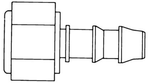 Adaptador de conexión de 1/4 pulg. NPTF a 1/4 pulg. D.I. manguera de nailon Accessories for filter holders for sample preparation.