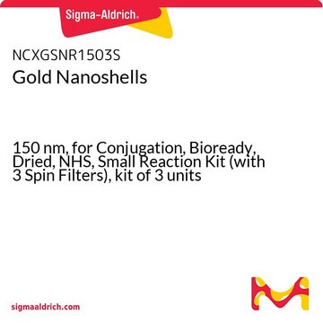 Gold Nanoshells 150&#160;nm, for Conjugation, Bioready, Dried, NHS, Small Reaction Kit (with 3 Spin Filters), kit of 3&#160;units