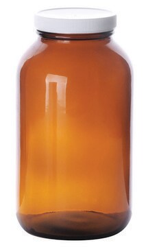 Wheaton Weithalsflasche amber soda-lime glass bottle, capacity (1,250&#160;mL), white polypropylene cap, (PTFE faced LDPE liner), case of 6&#160;ea