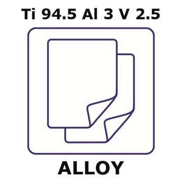 Titanium/Aluminum/Vanadium foil, Ti 94.5%/Al 3%/V 2.5%, thickness 0.25&#160;mm, length 0.5 m, temper annealed