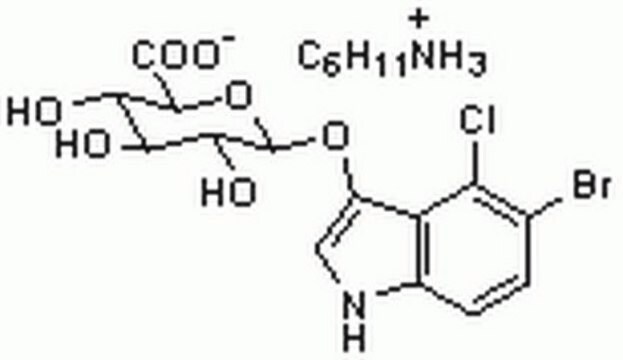 Kwas 5-bromo-4-chloro-3-indoliloβ-D-glukuronowy, sól cykloheksyloamoniowa Substrate for &#946;-glucuronidase that produces insoluble, intense indigo-blue chromophore (615 nm) after enzymatic hydrolysis.