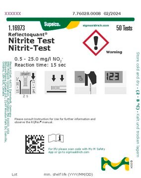 亚硝酸盐测试 reflectometric, 0.5-25.0&#160;mg/L (NO2-), for use with REFLECTOQUANT&#174;