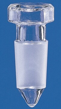 BRAND&#174; BISTABIL&#174; ground glass stopper, conical joint borosilicate glass 3.3, joint: ST/NS 12/21, (hollow, hexagonal grip)