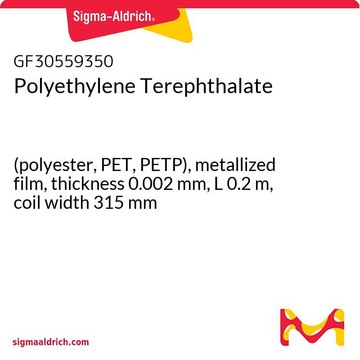 Polyethylene Terephthalate (polyester, PET, PETP), metallized film, thickness 0.002&#160;mm, L 0.2&#160;m, coil width 315&#160;mm