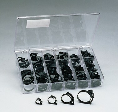 Aldrich&#174; hose clamp kits 115 pieces in assorted sizes from 11/32 to 15/8 in. o.d.