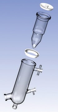 Ace rotary evaporator condenser complete "C" assembly glass, fits Büchi&#174; models R-200/R-205 and R-114/R-144, includes 1 L receiving flask and clamp