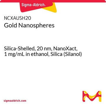 Gold Nanospheres Silica-Shelled, 20&#160;nm, NanoXact, 1&#160;mg/mL in ethanol, Silica (Silanol)