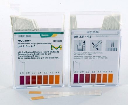 pH指示条pH 2.5-4.5 non-bleeding, colorimetric, pH range 2.5-4.5, MQuant&#174;