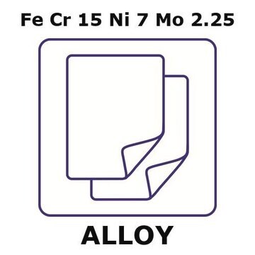 Stainless Steel - 15-7PH alloy, FeCr15Ni7Mo2.25 foil, 50 x 50mm, 0.25mm thickness, annealed, precipitation hardenable