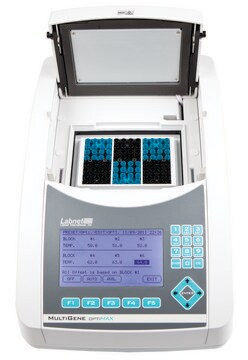 Labnet MultiGene&#8482; OptiMax thermal cycler temp. range 4-99.9 °C, AC/DC input 240 V AC (UK 3-pin and European 2-pin plug)