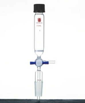 Synthware&#8482; peptide synthesis vessel with fritted disc, T-bore PTFE stopcock and vacuum take-off 10 mL, joint: ST/NS 24/40, porosity: medium, GL 14