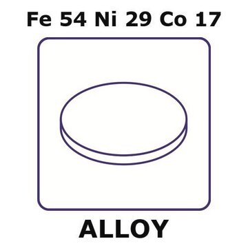 Glass Sealing Alloy, Fe54Ni29Co17 foil, 50mm disks, 0.075mm thickness, annealed, flattened