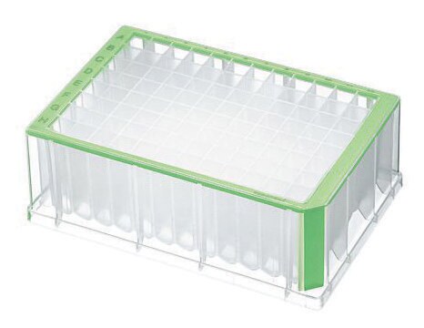 Eppendorf&#174; Deepwell Plate 96/2000&#956;L sterile, volume 2000&#160;&#956;L, green border with clear wells, pkg of 20&#160;plates (5 bags x 4 plates)